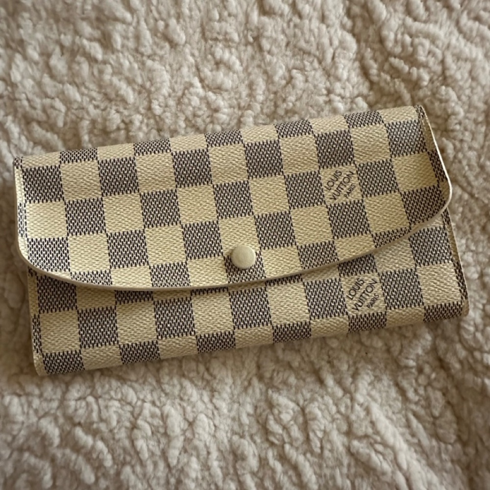 Louis Vuitton Damier Azur Emilie Large Long Flap Pocket Bill Card Wallet